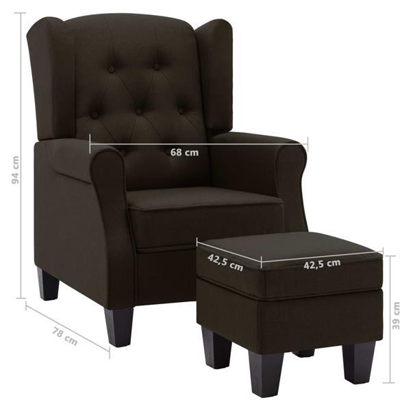 Grote foto vidaxl fauteuil avec repose pied marron fonc tissu huis en inrichting stoelen