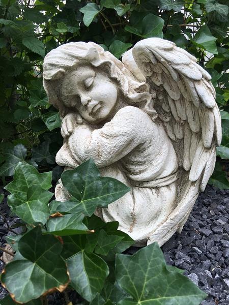 Grote foto prachtige zittende engel vol detail terracotta old white verzamelen beelden en beeldjes