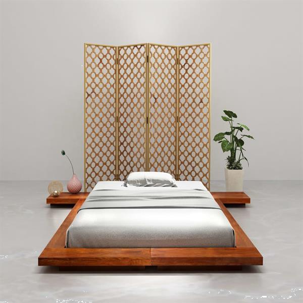 Grote foto vidaxl cadre de lit futon japonais bois d acacia massif 120x huis en inrichting bedden