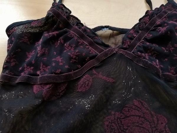 Grote foto kort zwart doorzichtig topje met velours s m kleding dames ondergoed en lingerie