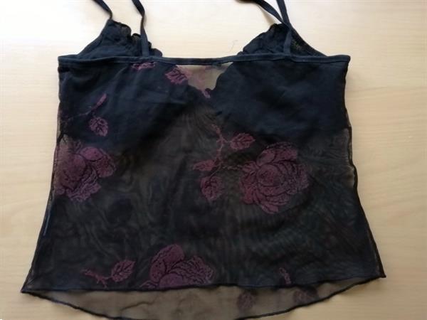 Grote foto kort zwart doorzichtig topje met velours s m kleding dames ondergoed en lingerie