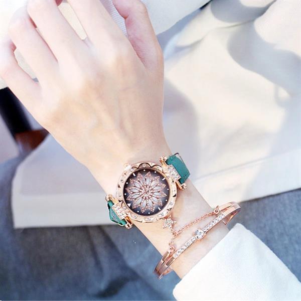 Grote foto starry sky horloge dames luxe anoloog kwarts uurwerk voor kleding dames horloges