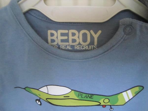 Grote foto hemelsblauwe longsleeve met vliegtuigje mt 80 kinderen en baby maat 80