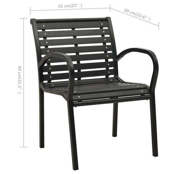 Grote foto vidaxl chaises de jardin 2 pcs acier et wpc noir tuin en terras tuinmeubelen
