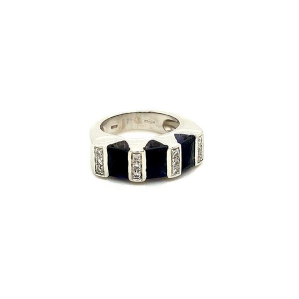 Grote foto witgouden ring met amethist en diamant 18 krt kleding dames sieraden