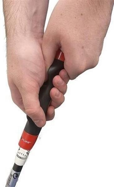 Grote foto pure2improve golf grip trainer rood zwart sport en fitness golf
