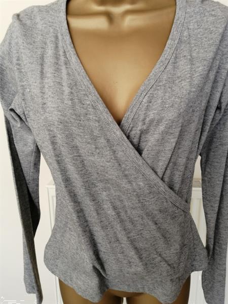 Grote foto grijs gemeleerde cache coeur crossover shirt kleding dames tops