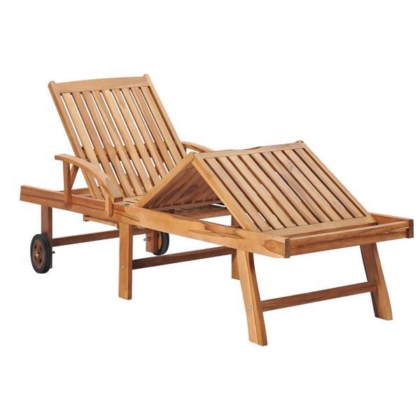Grote foto vidaxl chaise longue bois de teck solide tuin en terras tuinmeubelen