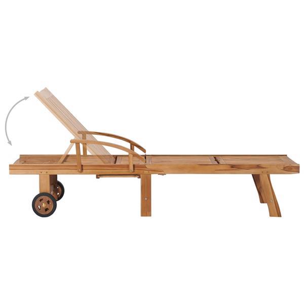 Grote foto vidaxl chaise longue bois de teck solide tuin en terras tuinmeubelen