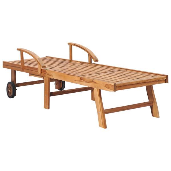 Grote foto vidaxl chaise longue bois de teck solide tuin en terras tuinmeubelen