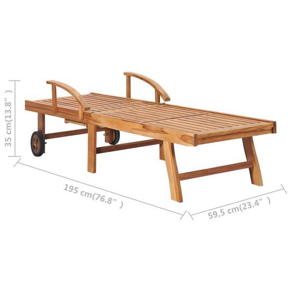 Grote foto vidaxl chaise longue bois de teck solide tuin en terras tuinmeubelen