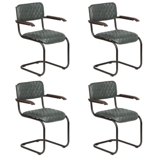 Grote foto vidaxl chaises d ner 4 pcs avec accoudoirs gris cuir v rit huis en inrichting stoelen