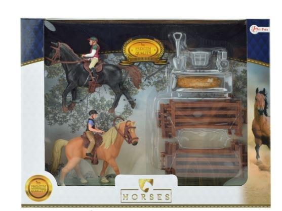 Grote foto horses pro twee paarden met ruiters en accessoires kinderen en baby speelgoed voor jongens
