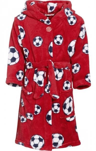 Grote foto badjas soccer junior fleece rood maat 134 140 kleding dames overige kledingstukken