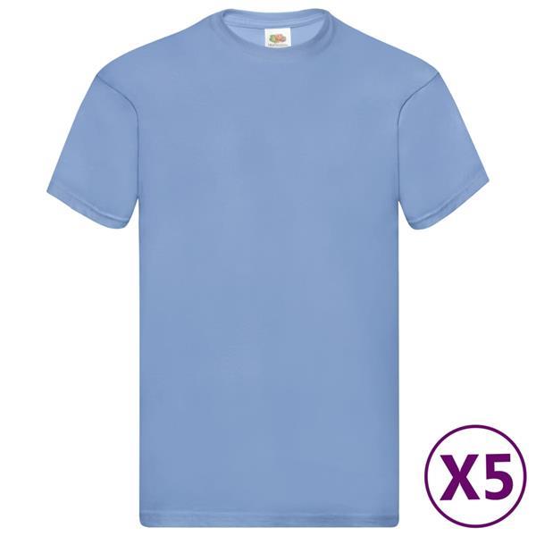 Grote foto fruit of the loom t shirts original 5 st xl katoen lichtblau kleding heren t shirts