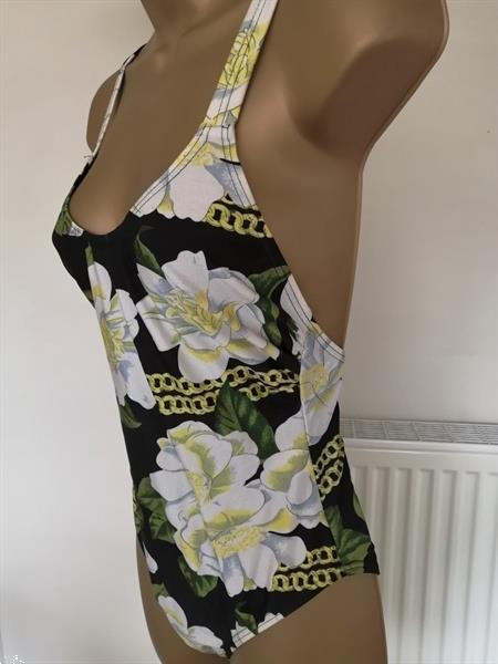 Grote foto chique zwart badpak met print maat 38 kleding dames badmode en zwemkleding