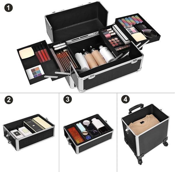 Grote foto kapperskoffer met extra deksel nagelkoffer visagistenkof beauty en gezondheid make up sets