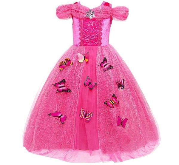 Grote foto prinsessenjurk roze vlinders korte mouw luxe gratis kroon kinderen en baby overige