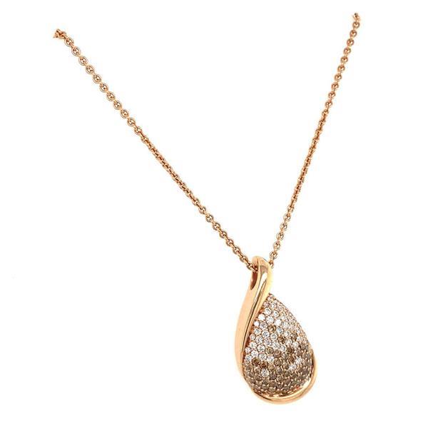 Grote foto rosegouden collier met diamant hanger 14 krt nieuw kleding dames sieraden