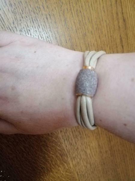 Grote foto armband in leer met glittersteen merk pesavento sieraden tassen en uiterlijk armbanden voor haar