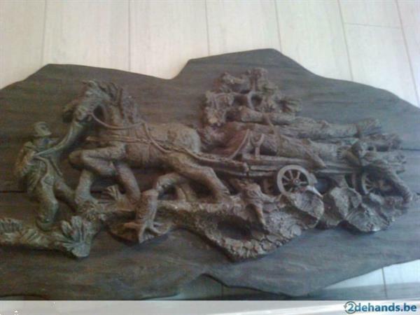 Grote foto houtsculptuur mallejan handwerk antiek en kunst beelden houtsnijwerken
