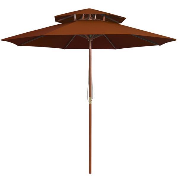 Grote foto vidaxl parasol double avec m t en bois terre cuite 270 cm tuin en terras overige tuin en terras