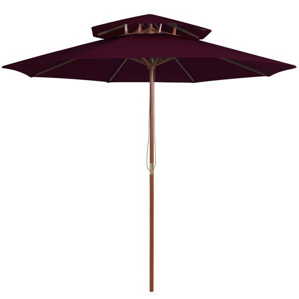 Grote foto vidaxl parasol double avec m t en bois rouge bordeaux 270 cm tuin en terras overige tuin en terras