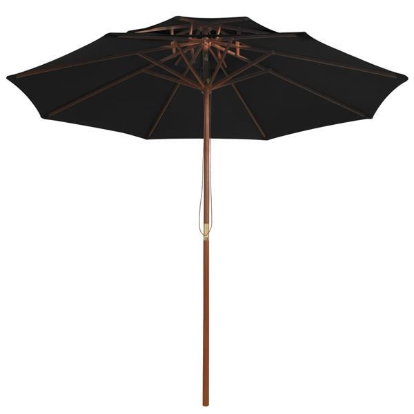Grote foto vidaxl parasol double avec m t en bois noir 270 cm tuin en terras overige tuin en terras
