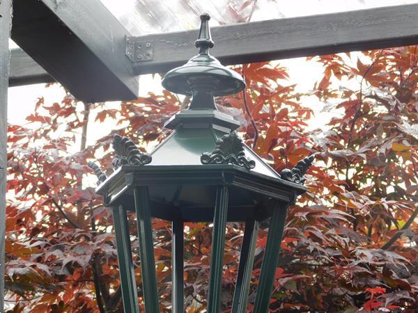Grote foto buitenlamp wandlamp aluminium groen tuin en terras verlichting