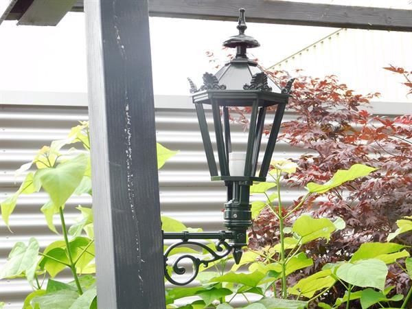 Grote foto tuinlamp aluminium groen decoratieve arm tuin en terras verlichting