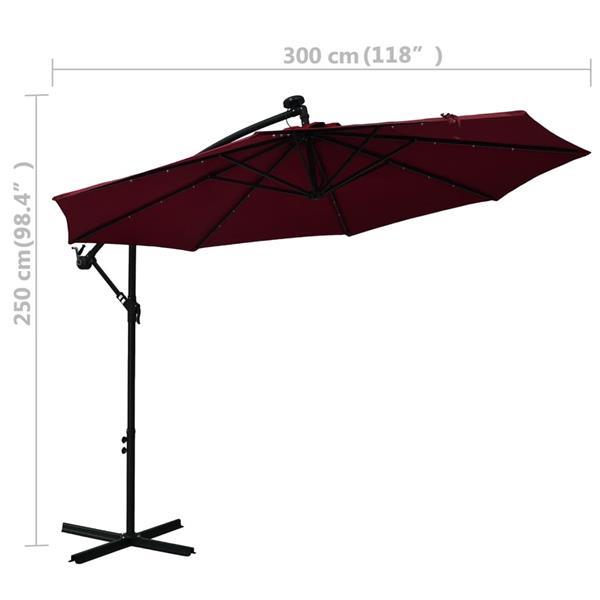 Grote foto vidaxl parasol d port led et m t en acier rouge bordeaux tuin en terras overige tuin en terras