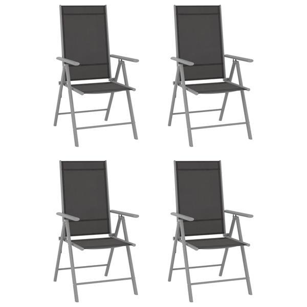 Grote foto vidaxl chaises de jardin pliables 4 pcs textil ne noir tuin en terras tuinmeubelen