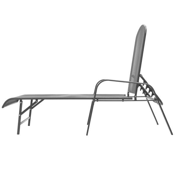 Grote foto vidaxl chaises longues 2 pcs avec table acier anthracite tuin en terras tuinmeubelen