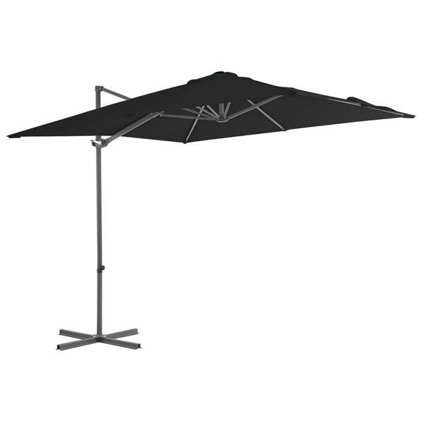Grote foto vidaxl parasol d port avec m t en acier noir 250x250 cm tuin en terras overige tuin en terras