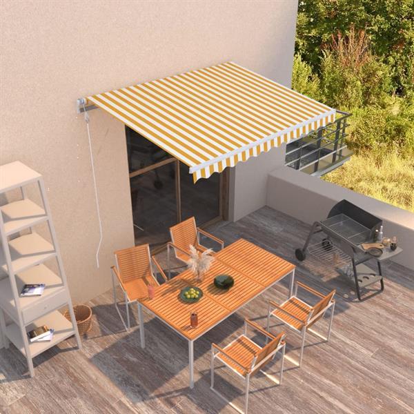 Grote foto vidaxl auvent r tractable automatique 350x250 cm jaune et bl tuin en terras overige tuin en terras