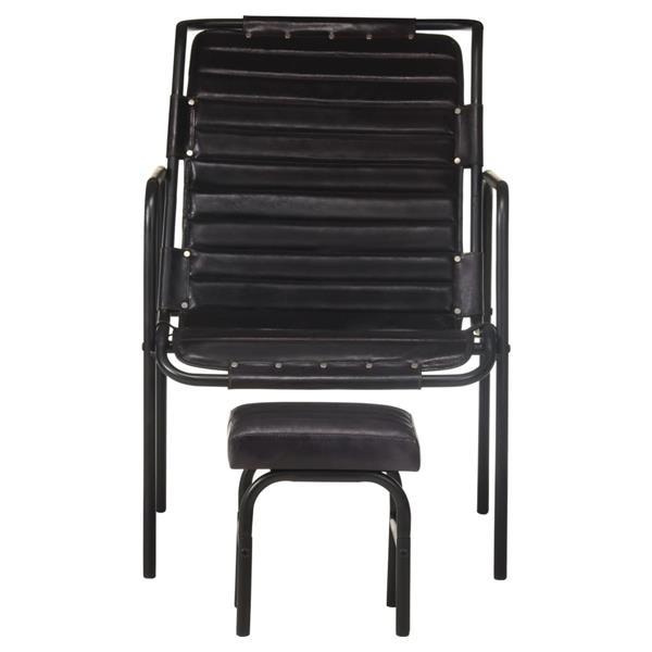 Grote foto vidaxl fauteuil de relaxation avec repose pied noir cuir v r huis en inrichting stoelen