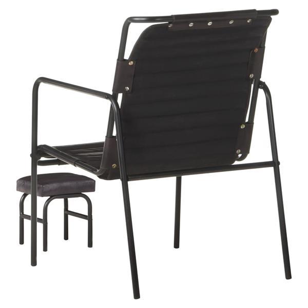 Grote foto vidaxl fauteuil de relaxation avec repose pied noir cuir v r huis en inrichting stoelen