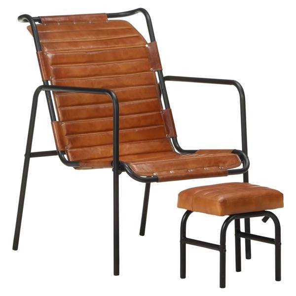 Grote foto vidaxl fauteuil de relaxation avec repose pied marron cuir v huis en inrichting stoelen