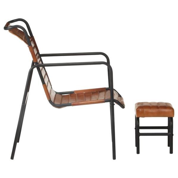 Grote foto vidaxl fauteuil de relaxation avec repose pied marron cuir v huis en inrichting stoelen