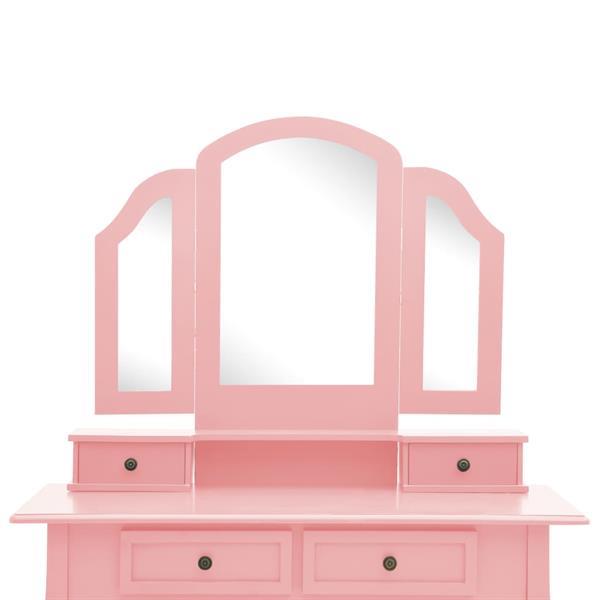 Grote foto vidaxl kaptafelset met kruk 100x40x146 cm paulowniahout roze huis en inrichting eettafels