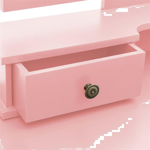 Grote foto vidaxl kaptafelset met kruk 100x40x146 cm paulowniahout roze huis en inrichting eettafels
