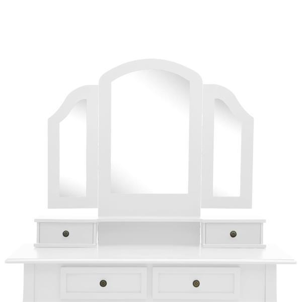 Grote foto vidaxl kaptafelset met kruk 100x40x146 cm paulowniahout wit huis en inrichting eettafels