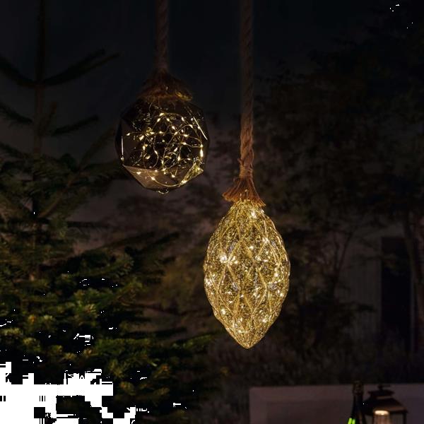 Grote foto luxform sfeerlamp op batterijen rope with pine cone led tuin en terras verlichting