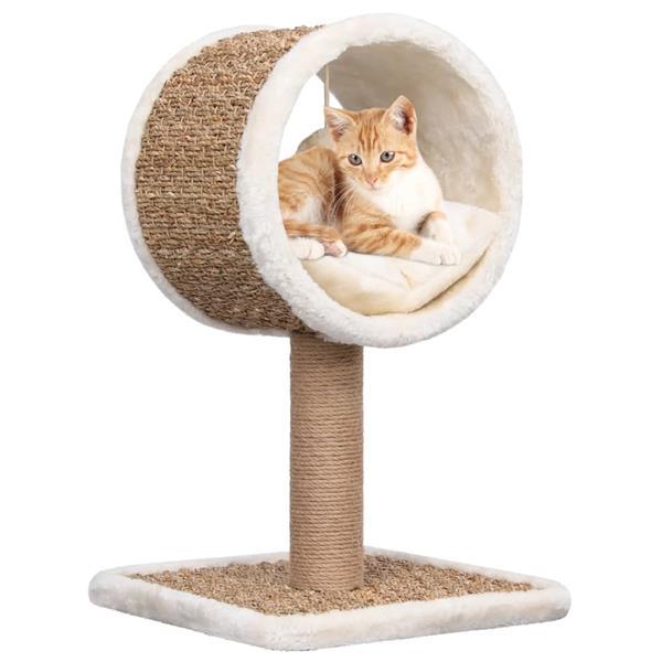 Grote foto vidaxl kattenmeubel met tunnel en speeltje 56 cm zeegras dieren en toebehoren katten accessoires