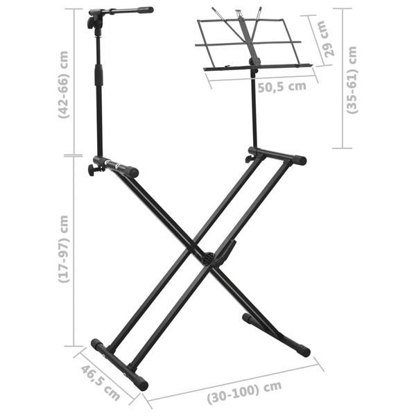 Grote foto vidaxl keyboardstandaard met microfoonstandaard en lessenaar muziek en instrumenten standaards