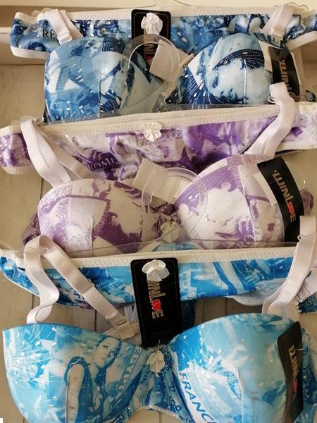 Grote foto blauwe bh string met landen print 80b kleding dames ondergoed en lingerie