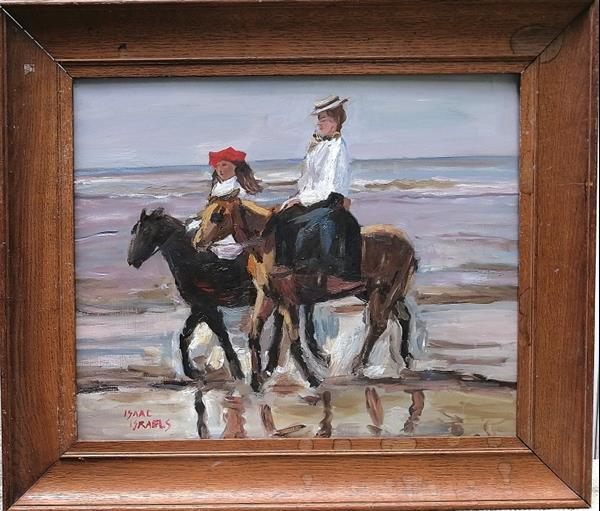Grote foto isaac isra ls paardrijden aan de kust antiek en kunst klassiek