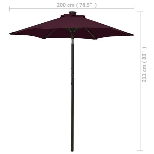 Grote foto vidaxl parasol avec lumi res led rouge bordeaux 200x211 cm a tuin en terras overige tuin en terras