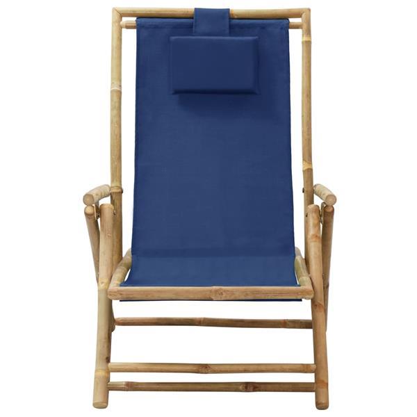 Grote foto vidaxl chaise de relaxation inclinable bleu marine bambou et tuin en terras tuinmeubelen