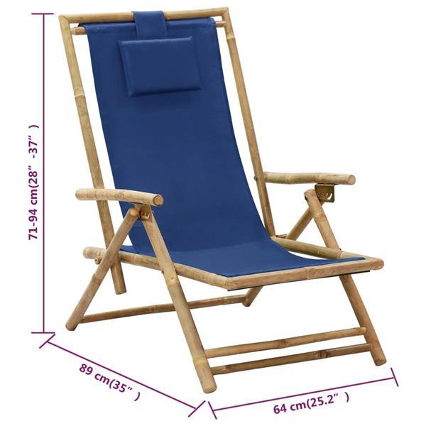 Grote foto vidaxl chaise de relaxation inclinable bleu marine bambou et tuin en terras tuinmeubelen